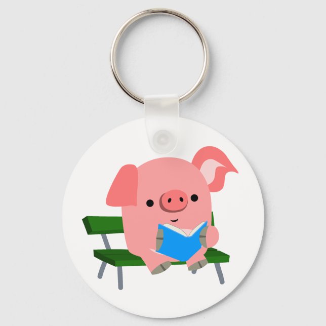 Llavero Lecturas de cerdo Personalizado en una cadena de c (Anverso)