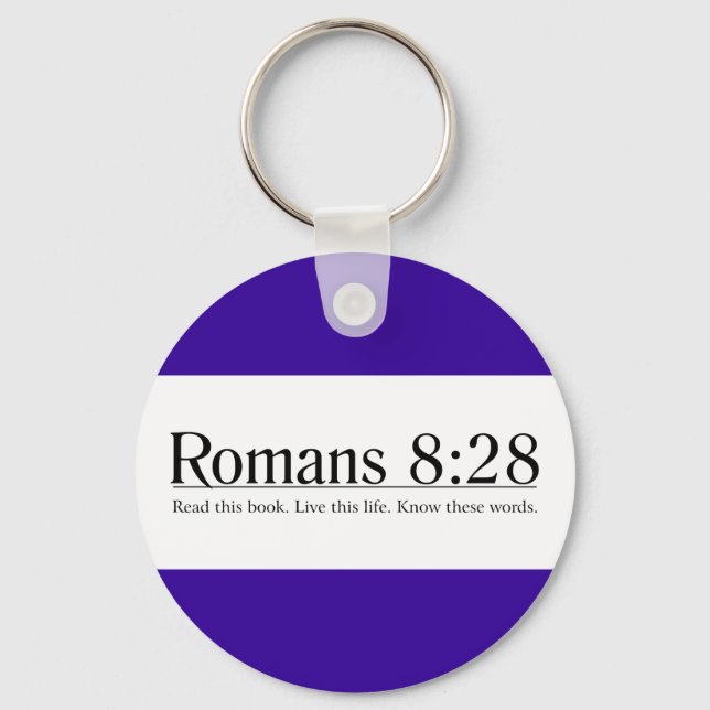 Llavero Leer la Biblia Romans 8:28 (Anverso)