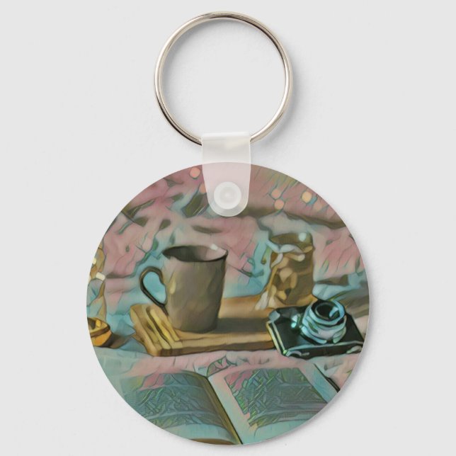 Llavero Leer libros, beber café (Anverso)