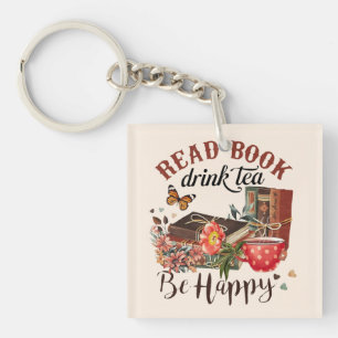 Llavero Leer libros, Sip Tea y ser feliz