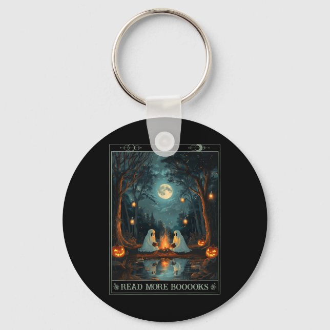 Llavero Leer más libros Cute Spooky Ghost Reading Book Tar (Anverso)