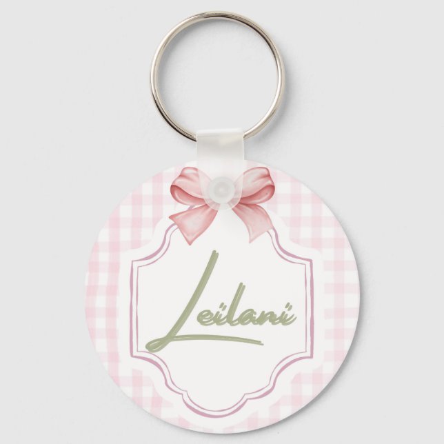 Llavero Leilani Baby Nursery Gingham Personalizado (Anverso)