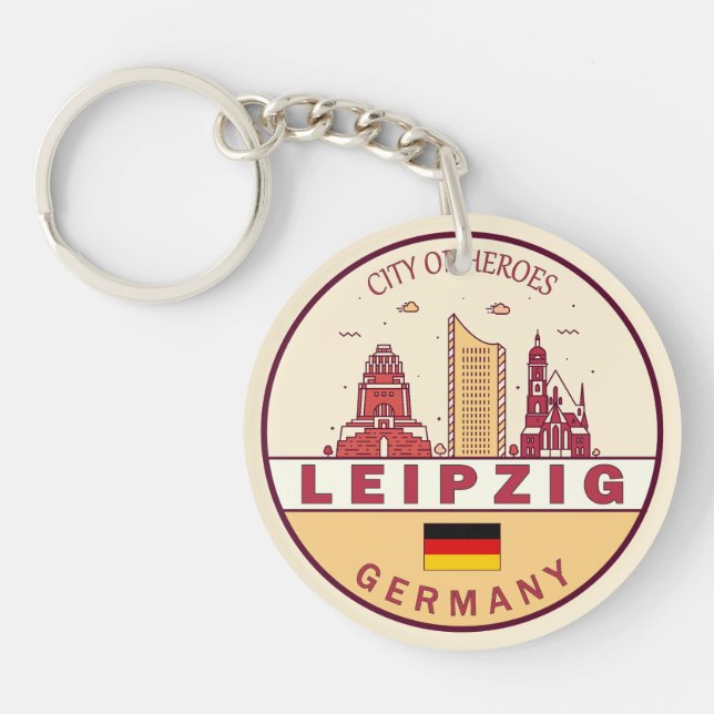 Llavero Leipzig Alemania City Skyline Emblem (Frente)