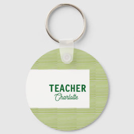 Llavero Lemon green white stripes teacher professor name c