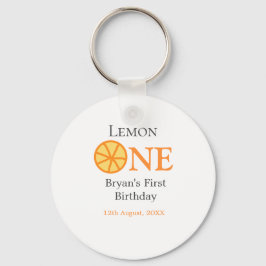 Llavero Lemon one feliz primer cumpleaños naranja retro gr