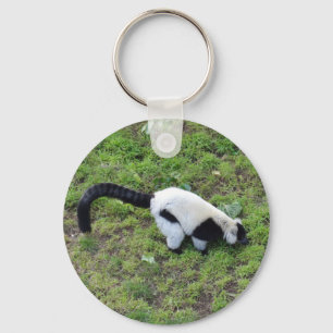 Llavero Lemur espumoso en blanco y negro #1 Keychain