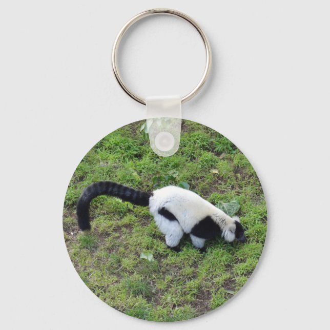 Llavero Lemur espumoso en blanco y negro #1 Keychain (Anverso)