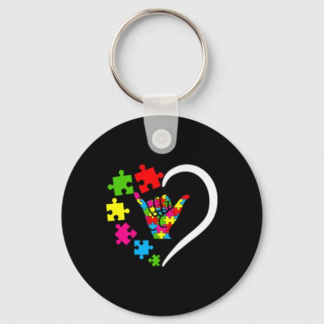 Llavero Lenguaje de Rótulo ASL Amor Autismo Awareness Day  (Anverso)