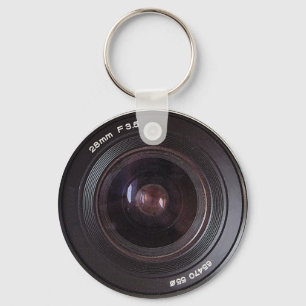 Llavero Lente de cámara Retro 80 en un anillo de llaves