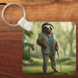 Llavero "Lento y Firme: Un Perezoso Está Vestido para Golf