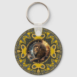 Llavero Leo Rótulo Affirmations Gold Yellow Fractal Mandal