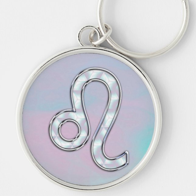 Llavero Leo Sign on Pastels Nacre Mother of Pearl Style (Frente)