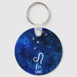 Llavero Leo Zodiac Constellation Dark Blue Galaxy Monogram