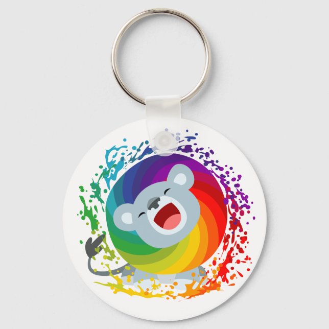 Llavero León blanco arco iris Personalizado (Anverso)