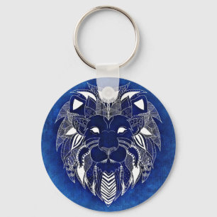 Llavero León blanco con fondo azul Anclaje Unisex Keychain