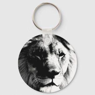 Llavero León blanco y negro