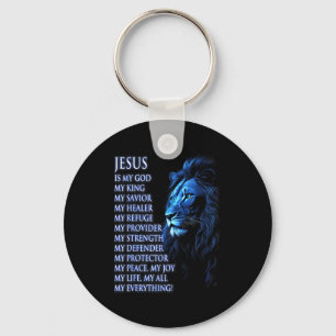 Llavero León Cristiano Jesús Es Mi Rey, Dios, Señor, Y Sa