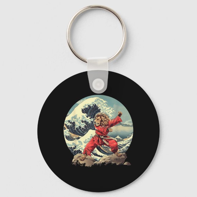 Llavero León de Karate Olas Monte Fuji Kickboxing Taekwond (Anverso)