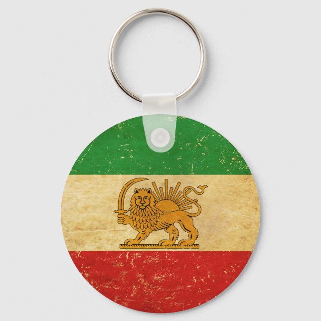 Llavero León de la bandera de Irán y Shah sol de la cadena (Anverso)
