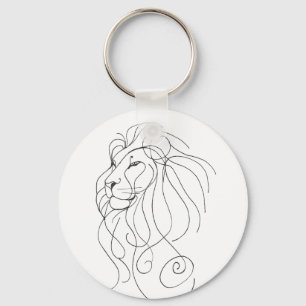 Llavero León Dibujado a Mano - Arte de Línea Minimalista