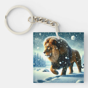 Llavero León en invierno