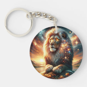 Llavero León Fuerza Astrología Galaxia Espacio Cósmico Leo
