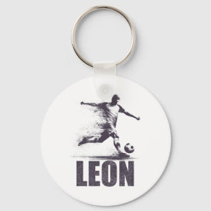 Llavero Leon Fútbol Chicos Personalizado Primer Nombre Leo