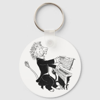 Llavero León Jugando Piano Antique Louis Wain Dibujo