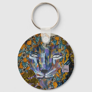 Llavero León majestuoso con la melena del paño de Kente