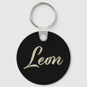 Llavero Leon Name whitegold Button Schlüsselanhänger