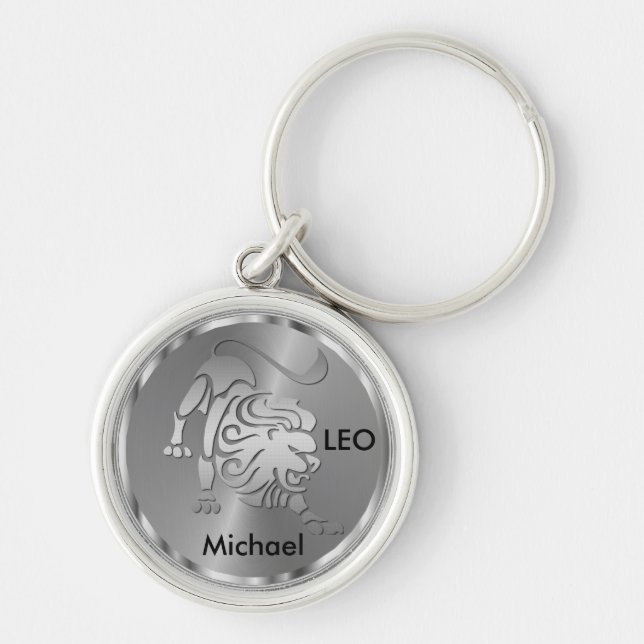 Llavero León plateado ♌ el león - Rótulo zodiaco (Frente)