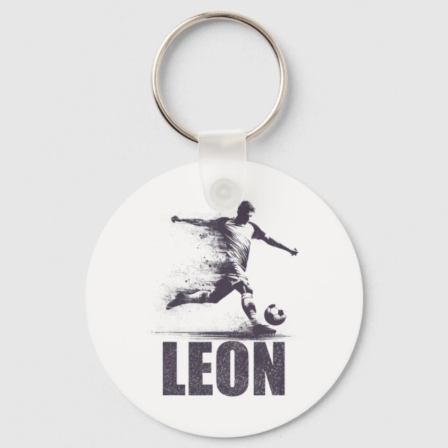Llavero Leon Soccer Boys Personalized First Name Leon  (Anverso)