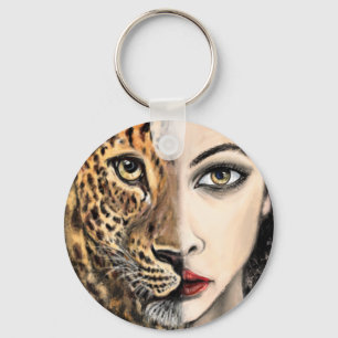 Llavero Leopard Chica Face Fantasy Keychain