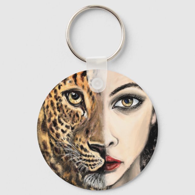 Llavero Leopard Chica Face Fantasy Keychain (Anverso)