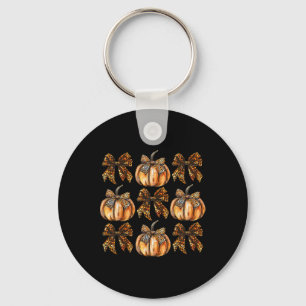 Llavero Leopard Coquette Bow Pumpkin Acción de Gracias oto