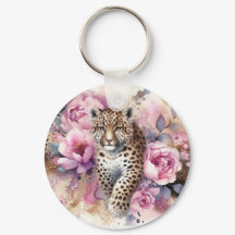 Leopard Cub & Rosas Keychain