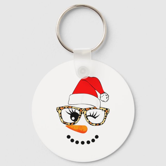 Llavero Leopard Gles Santa Claus Snowman Face Christmas Co (Anverso)