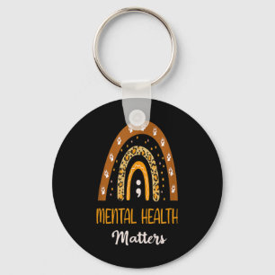 Llavero Leopard Print Boho Rainbow For Mental Health Aware
