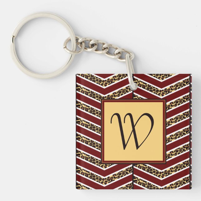 Llavero Leopard Print Chevron Acrylic Keychain (Frente)