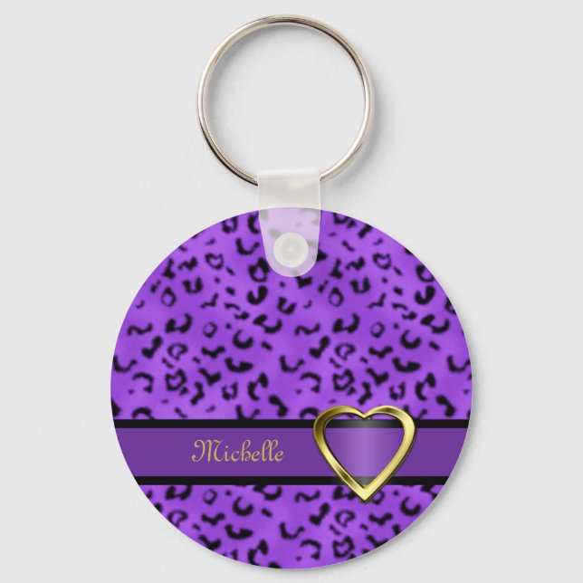 Llavero Leopard Print Heart Keychain (Anverso)