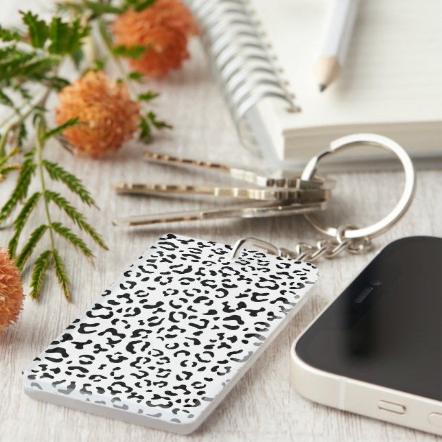 Llavero Leopard Print, Leopard Spots, Negro Y Blanco (Frente Derecha)