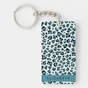 Llavero Leopard Print, Spots, Blue Leopard, tu nombre