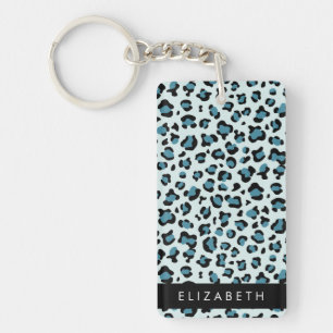 Llavero Leopard Print, Spots, Blue Leopard, tu nombre