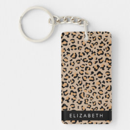 Llavero Leopard Print, Spots, Brown Leopard, Tu Nombre