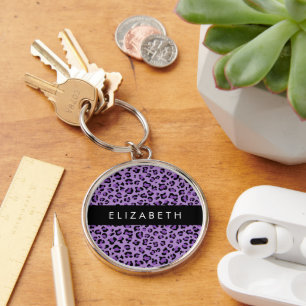 Llavero Leopard Print, Spots, Purple Leopard, tu nombre