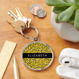 Llavero Leopard Print, Spots, Yellow Leopard, tu nombre
