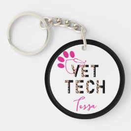 Llavero Leopard Print Vet Tech Stethoscope Keychain