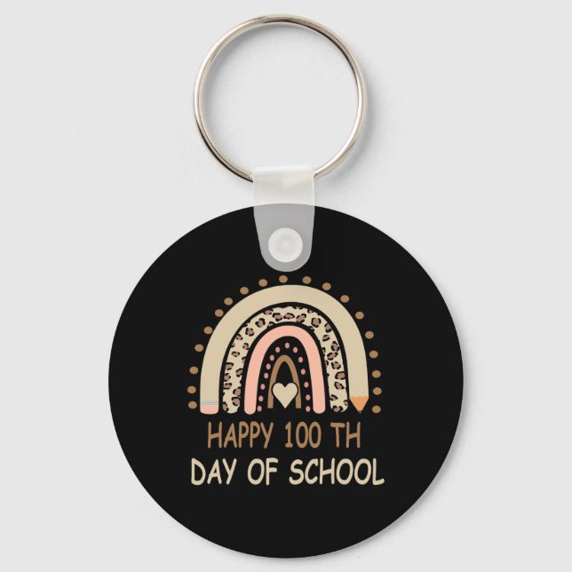Llavero Leopard Rainbow Happy 100 Day School Cute 100 Da (Anverso)