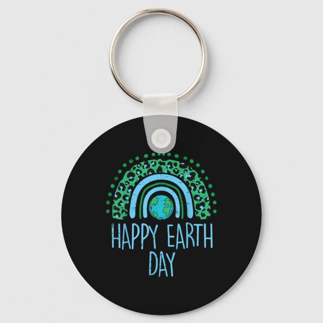 Llavero Leopard Rainbow Planet Happy Earth Day Cute Teache (Anverso)