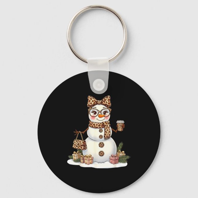 Llavero Leopard Snowman With Sungles Funny Christmas Women (Anverso)